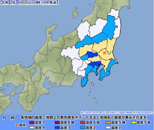 日本东京附近发生里氏4.8级地震